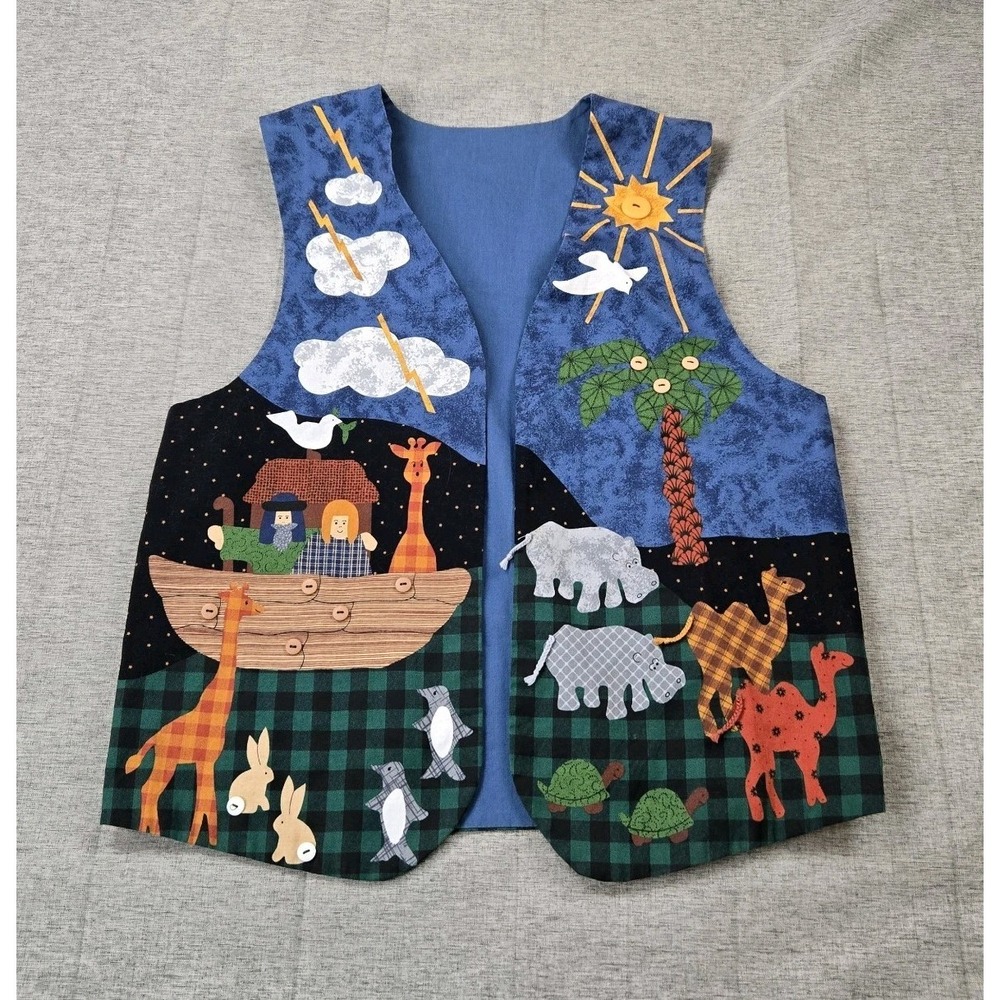 Noah's Ark‎ Themed Women's Lightweight Open Front Vest Handmade No Tags Size XS